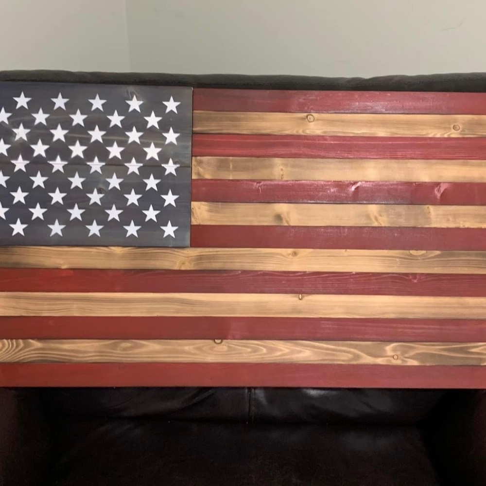 Handcrafted Rustic American Flag - Picture 4 of 10